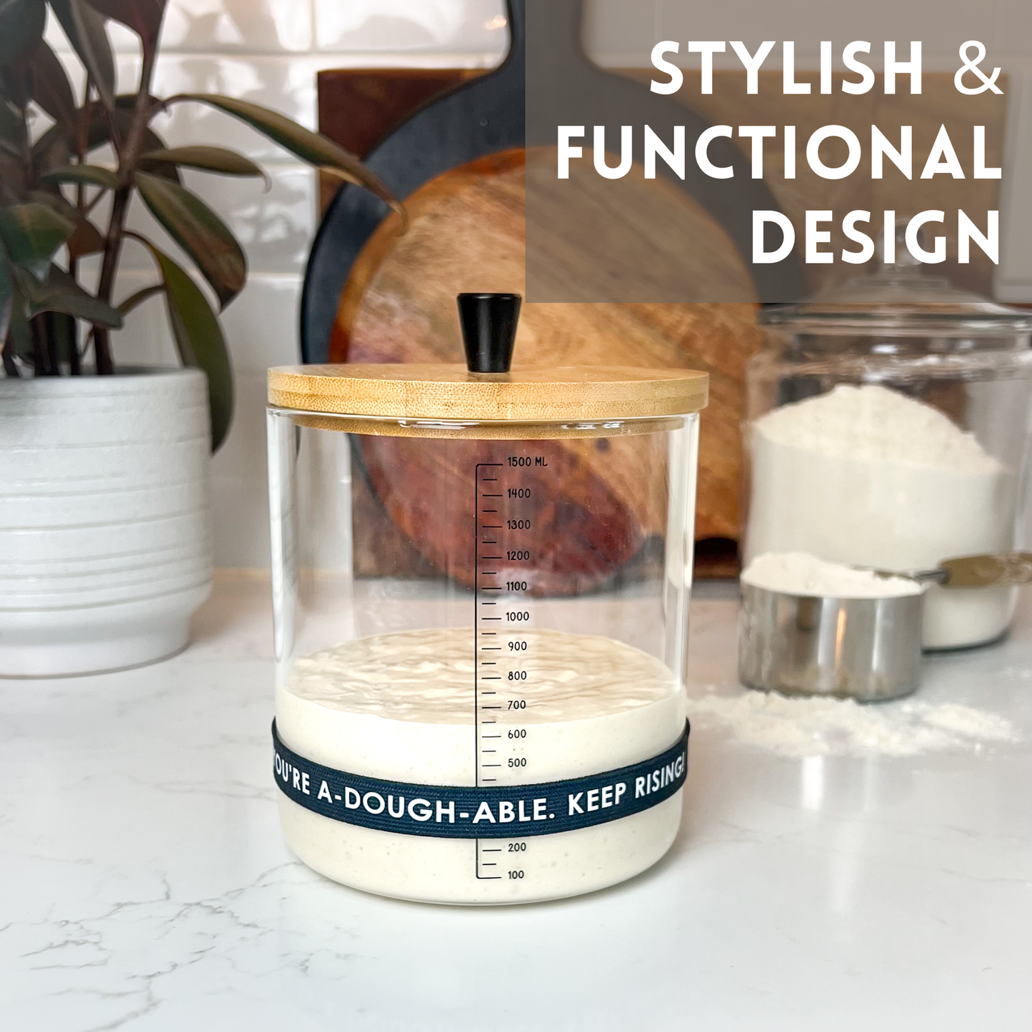 Rowdy Rocket - Sourdough Starter Kit with 50oz Glass Jar, Spatula & More
