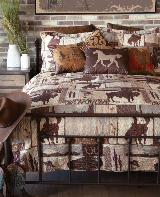 - Wrangler Vintage Cowboy Southwestern Quilt Set: Queen