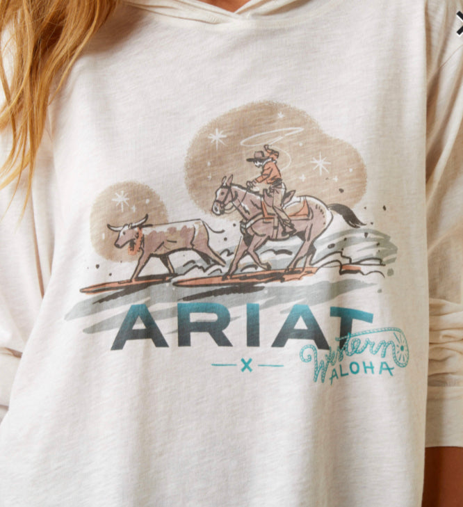 Ariat~ Surfing Longhorn Western Aloha Shirt